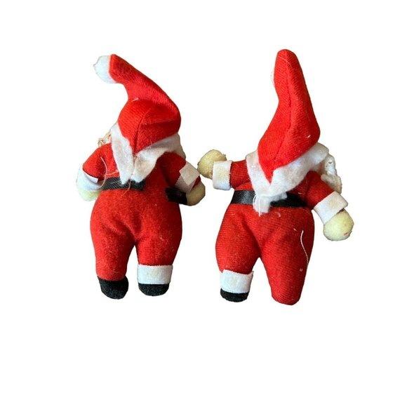 Vintage Felt Santa Claus Christmas Ornament Plastic Face MCM Lot Of 2 AS-IS - Picture 5 of 7